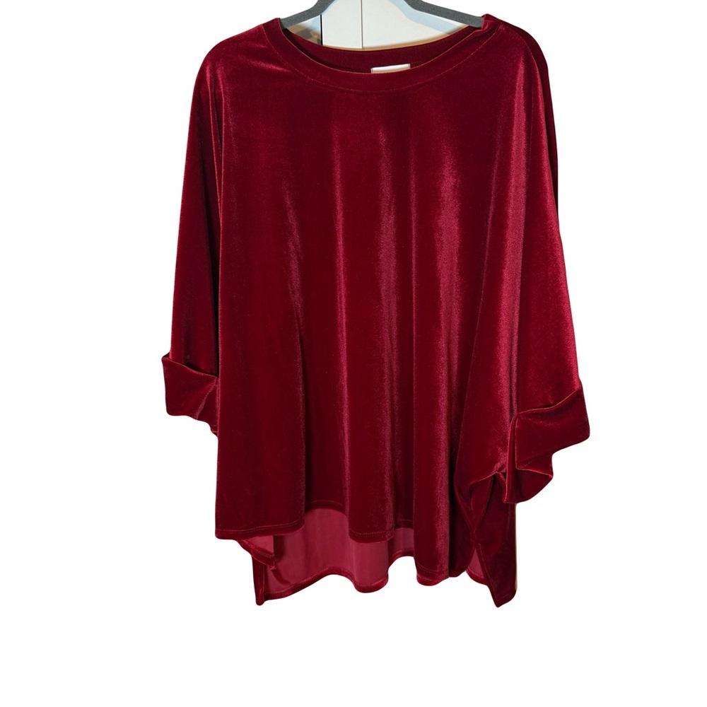 Adrienne Velvet Avery Oversized Wine Top - 2X